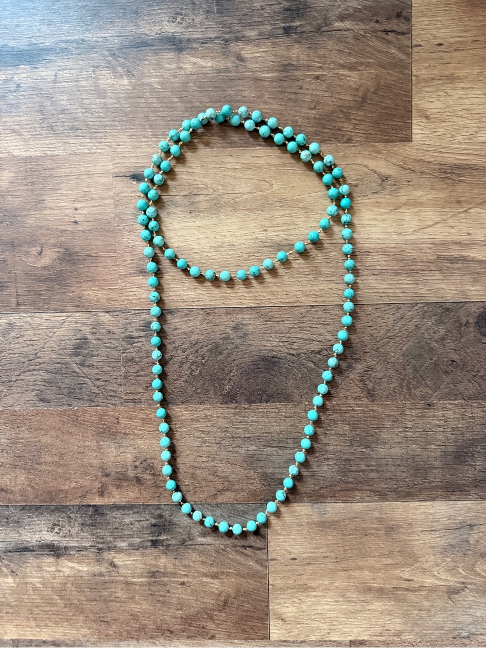 Handmade Turquoise Beaded Long Necklace